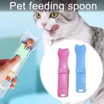 Happy Spoon Cat, простая в очистке, пресс-кормушка для лакомств с отверстием для подвешивания, безотходная гигиеническая ложка для домашних животных розовый