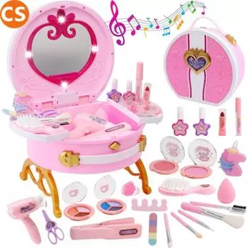 Happy Time Light Sound Beauty Детский набор настоящей косметики Цветной макияж Тени для век Помада Стайлинг Парикмахерская НАБОР ДЛЯ МАКИЯЖА, 1 предмет
