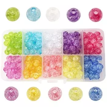 HappyHome Beads Handicraft Accessories Стеклянные бусины круглые 8 мм 10 цветов 250 штук DIY Threading Beads Handmade Accessories