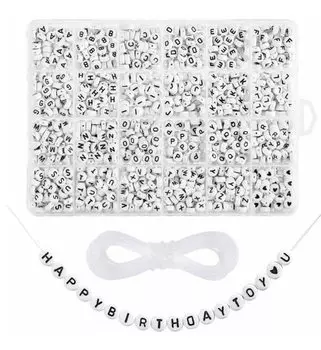 HappyHome Бусины Алфавит Аксессуар Части 1200 штук Браслет ручной работы Аксессуары ручной работы Ремесла DIY Проволока для шнура в комплекте