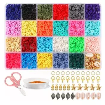 HappyHome Clay Beads Handicraft Accessory Parts Set of 2340 Beads 23 Colors Marukan Crab Can with Exclusive Case