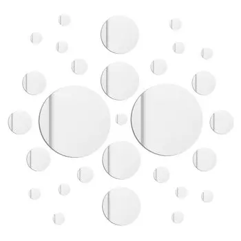 HappyHome Наклейка на стену Зеркальная наклейка Настенное зеркало круглой формы Наклеиваемая Отклеиваемая 30 шт. Ударопрочная