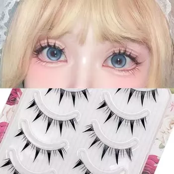 happykau False Eyelashes, 5 Pairs, False Eyelashes, Natural, Natural Eyelashes, Popular, Short, Upper Eyelashes, Actress Eyelashes, Light Makeup, Dail