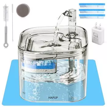 HAPUP Cat Water Cat Автоматическая система подачи воды для кошек для больших домашних животных 2 Энергосберегающая циркуляция Умный бесшумный фильтр с активированным углем Поилка, поилка,