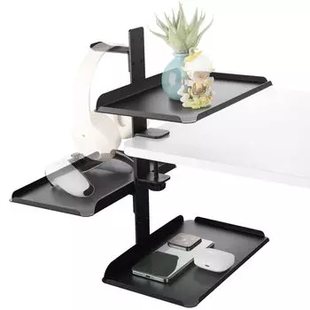 HAQIUHETO Настольная подставка для хранения для аудио, мини-игры и подвесное хранение для стола, сталь, без сверления, подходит для простых в установке интерфейсов, гарнитур,