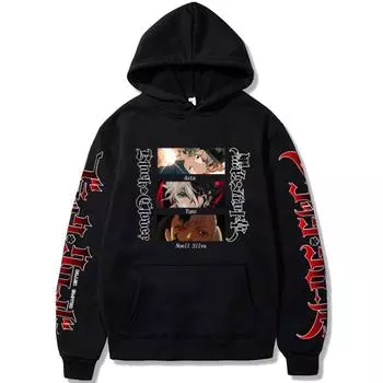 Harajuku Anime Black Clover Asta Graphic Print Hooded Men Women Hoodies Plus Size Streetwear Harajuku Unisex Casual Sweatshirt XS чёрный