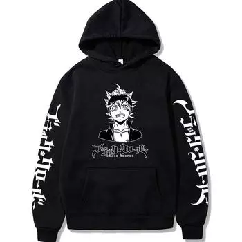 Harajuku Anime Black Clover Asta Graphic Printed Hooded Men Women Hoodies Plus Size Streetwear Harajuku Sweatshirt Male Pullover XS чёрный
