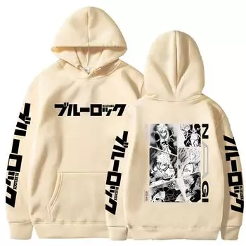 Harajuku Anime BLUE LOCK Nagi Seishiro Printed Hooded Men Women Oversize Hoodies Prevended Fashion Streetwear Unisex Sweatshirt XS чёрный