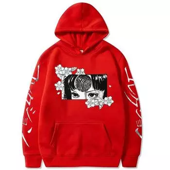 Harajuku аниме Junji Ito толстовки с капюшоном ужасов манга для девочек графический свитшот Tomie оверсайз мужской зимний уличный пуловер с длинными рукавами M белый