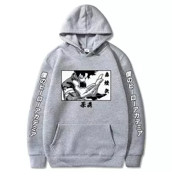 Harajuku Аниме My Hero Academia Dabi Печатный капюшон для мужчин и женщин Большие толстовки с капюшоном Y2k Уличная мужская повседневная толстовка с мангой XS чёрный