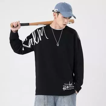 Harajuku Autumn Hoodies & Sweatshirts Round Collar Warm Clothes 3D Printed Loose Long Sleeves Letter Pullover Men s Wear S чёрный