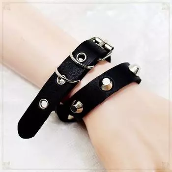 Harajuku Black Lolita Punk Goth Steam Hard Core Cycling Leather Gloves JK Female Half Finger Army Lo Cool Black (item X028)