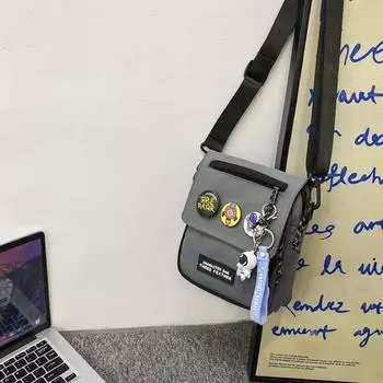 Harajuku Canvas Shoulder Bag Quick-dry Mobile Phone Pack All-match Men Crossbody Bag Male