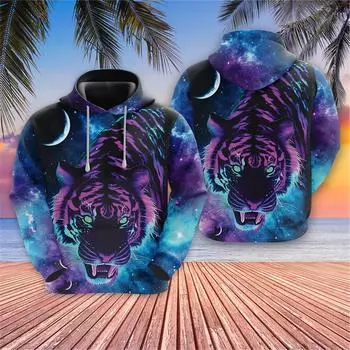 Harajuku Fashion Bengal Tiger 3D Print Hoodies For Men Clothing Goth Animal Graphic Sweatshirts Casual Women Sports Suit Y2k Tops S