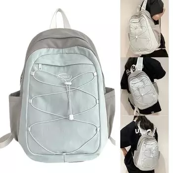 Harajuku Fashion контрастный цветной рюкзак для школьников, большая вместительная сумка для ноутбука, дорожный рюкзак с эластичным шнуром S синий