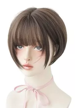 Harajuku GAL Bob Set Lolita парик Боб Объемный лолита Косплей Лолита Мори Девушка с сетчатыми наращиваниями Натуральный легкий эффект маленького лица (коричневый) коричневый