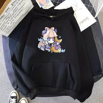 Harajuku Genshin Impact Косплей Костюм Толстовка Мужская Мода Пуловер Игра Ролевая Кокоми Принт Готическая Одежда Толстовки Женщины Sudadera Mujer S чёрный