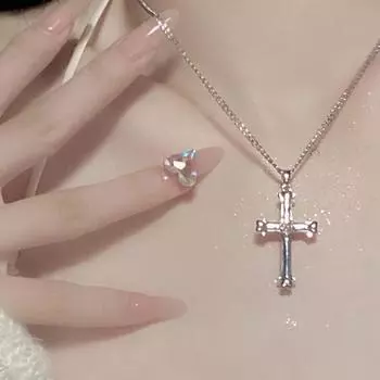 Harajuku Goth Punk Крест Подвеска Ожерелье Для Мужчин Женщин Хип-Хоп Винтаж Y2K Ключичная Цепочка Ювелирные Изделия Аксессуары Подарки ONESIZE