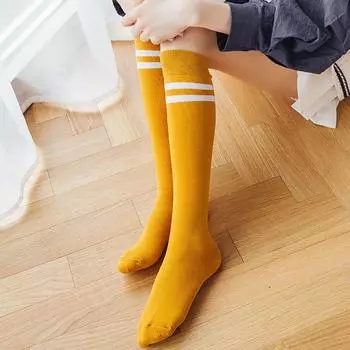 Harajuku Хлопок Студент Для Девочек Разноцветные Женские Чулки Полосатые Длинные Носки Чулочно-носочные Изделия Гольфы чёрный