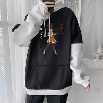 Harajuku Jigokuraku Nurugai аниме толстовки «Адский рай» для мужчин и женщин модная лоскутная уличная одежда с длинными рукавами повседневные толстовки S чёрный