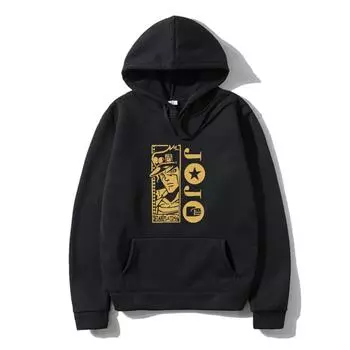 Harajuku JOJO s Bizarre Adventure Hoodies Печатные мужские толстовки Streetwear Повседневные толстовки Одежда Толстовки и свитшоты мужские S чёрный