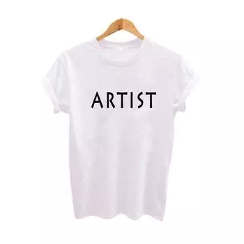 Harajuku летние топы женские футболки Artist Letter повседневные футболки с принтом Femme Punk T 3XL белый