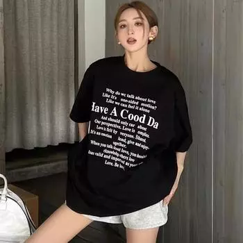 Harajuku letter printed Short Sleeve T-shirts for Women Summer pure cotton Casual oversized T Shirt Women s black white Y2k Tops S