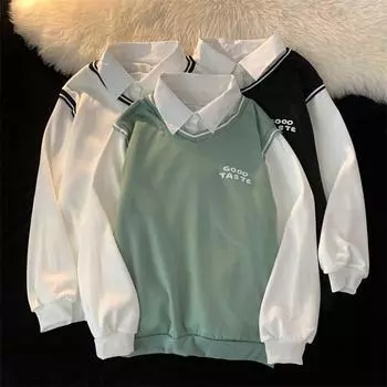 Harajuku лоскутные толстовки с буквенным принтом, женская одежда, осенне-зимняя флисовая толстовка в консервативном стиле, с длинным рукавом, черно-белая, зеленая, негабаритная толстовка XXL белый