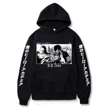 Harajuku My Hero Academia Character Dabi унисекс толстовка с капюшоном аниме принт хип-хоп уличная одежда повседневная толстовка топы XS чёрный