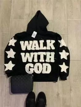 Harajuku Новая мода Y2K звезда вышивка большой размер толстовка хип-хоп свободная повседневная спортивная толстовка уличная одежда S