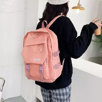 Harajuku Nylon Backpack Multi Pocket Shoulders Bag Casual Students School Bag Travel синий