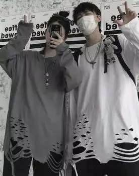 Harajuku полые футболки женские корейские Kpop уличная футболка топы с длинными рукавами весна осень