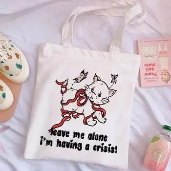 Harajuku Повседневная парусиновая сумка для покупок Модная женская сумка с рисунком кота Harajuku Готическая сумка-тоут Ретро женская сумка для покупок на одно плечо 24*26cm