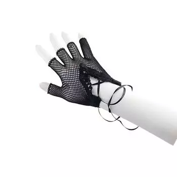 Harajuku Punk Girls Mesh Lace Goth Fingeless Mitten Длинные перчатки Женские сетчатые перчатки Сетчатые варежки A