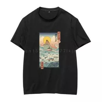 harajuku японское аниме Шиншилла футболка мужская студия Ghibli Хаяо Миядзаки мужская и женская мультяшная одежда летняя футболка S бежевый