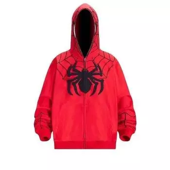 Harajuku Ретро-панк толстовки с капюшоном Y2k с принтом Женская одежда High Street Готические толстовки на молнии с длинными рукавами женские M чёрный