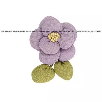 Harajuku Style Fabric Beaded Fancy Camellia Brooch Lavender beaded Camellia