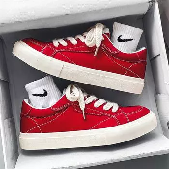 Harajuku Style Original Men Red Sneakers Breathable Canvas Sneakers Shoes Men Low Platform Casual Sneakers Men Basket Homme 39