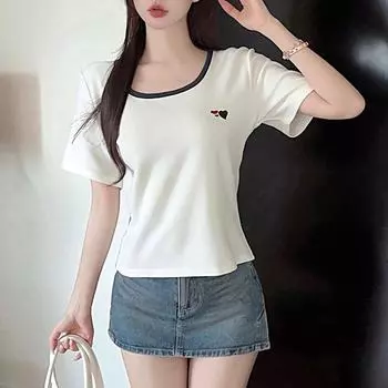 Harajuku универсальные футболки большого размера, летние футболки с вышивкой «Love», женские топы, корейские повседневные свободные футболки с короткими рукавами, простые топы y2k