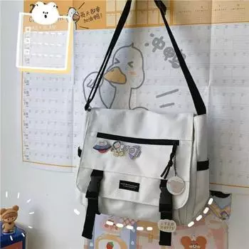 Harajuku универсальные холщовые женские сумки через плечо однотонные флип повседневные сумки на плечо сумки-мессенджеры для девочек-подростков