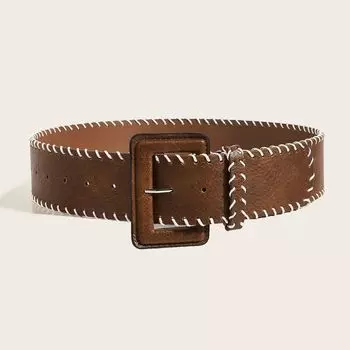 Harajuku Vintage Wide Belt Korean Style Western Cowboy Belt Clothing Accessories Brown-Thin