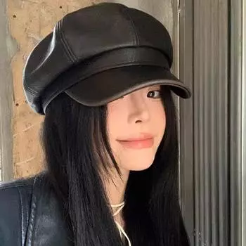 Harajuku Y2k береты шляпа однотонная кепка художника ретро береты из искусственной кожи унисекс Style 3