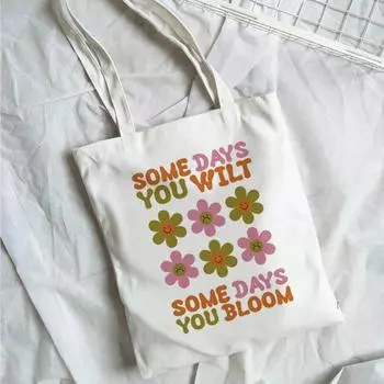 Harajuku Женская большая вместительная мультяшная модная сумка для покупок с красивыми цветами Холщовая сумка Забавная женская сумка через плечо Пляжная сумка. 24*26cm