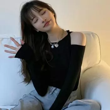 Harajuku женские длинные рукава тонкие футболки весна осень повседневные однотонные топы пуловеры сексуальные ажурные база уличная одежда Y2K футболка M