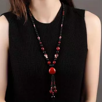 Характерный кулон в национальном стиле, праздничные аксессуары, красная рыба, женское длинное ожерелье, ретро-украшение в национальном стиле красный