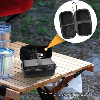 Hard Case for Speaker Portable Carry Black with Mesh Pocket Protection Travel Sturdy