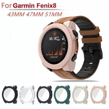 Hard Edge Shell для Garmin Fenix 8 Защитный чехол Закаленная пленка Защитный чехол для Garmin Fenix8 43 мм 47 мм 51 мм Аксессуары Garmin Fenix8 43MM чёрный