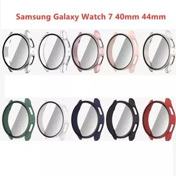 Hard Edge Shell для Samsung Galaxy Watch7 40 мм 44 мм защитный чехол закаленная пленка защитный чехол для Samsung Galaxy Watch 7 аксессуары 40mm серебряный
