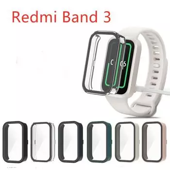 Hard Edge Shell For Redmi Band 3 2 Protective Cover Tempered Film Protector Case For Redmi Band2 3 Accessories redmi band3 чёрный