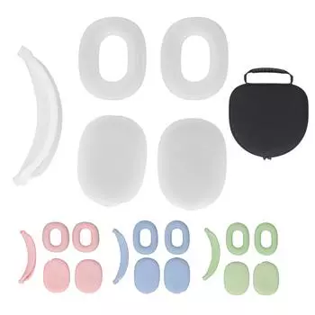 Hard Shell Headphone Case with Silicone Ear Cups Cover Ear Pad Case Cover Headband Cover EVA Headset Clear White